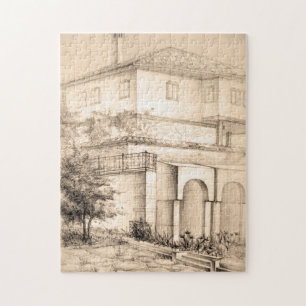 Traditionelle Hausarchitektur Skizze Zeichnung Kun