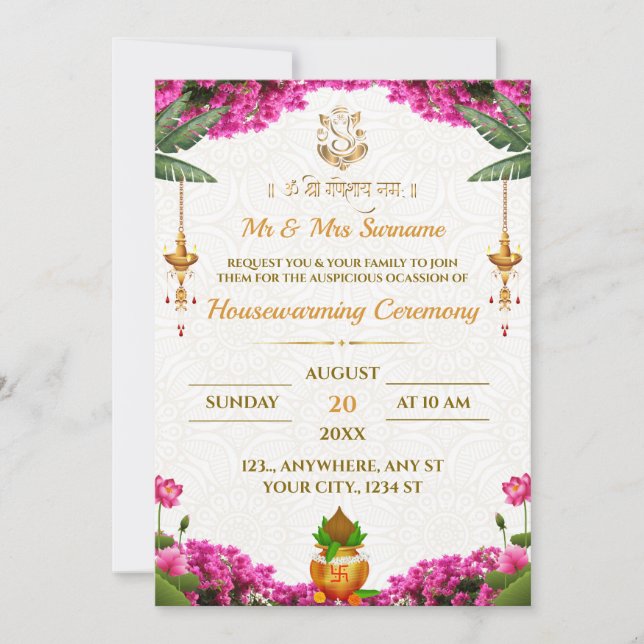 Traditionelle Hauswärmekarte Einladung (Vorderseite)