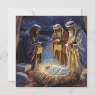 Traditionelle Heiligen Drei Könige Weihnachtskripp Einladung