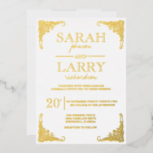 Traditionelle Hochzeit in Gold Hawaii  Folieneinladung