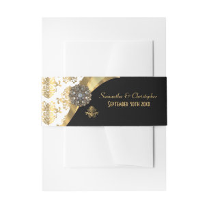 Traditionelle Hochzeit in Gold, Schwarz und Weiß Einladungsbanderole