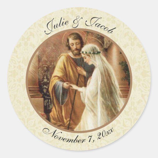 Traditionelle Hochzeit katholischer Braut Runder Aufkleber (Vorderseite)