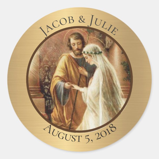 Traditionelle Hochzeit katholischer Braut Runder Aufkleber (Vorderseite)