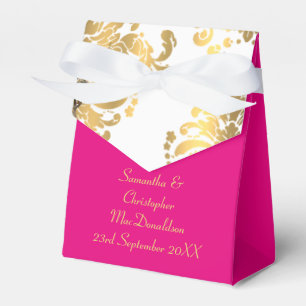 Traditionelle Hochzeit mit weißem, rosa und goldfa Geschenkschachtel