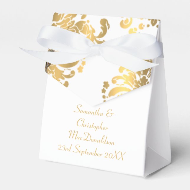 Traditionelle Hochzeit mit weißem und goldenem Dam Geschenkschachtel (Vorderseite)