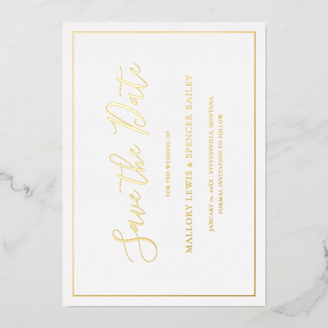 Traditionelle Hochzeit Save the Date Folieneinladung (Vorderseite)