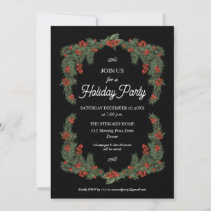 Traditionelle Holly Garland Green Red Holiday Part Einladung