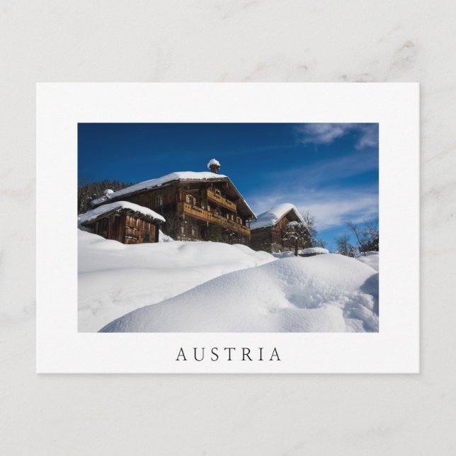 Traditionelle Holzhütten im Schnee Postkarte (Vorderseite)