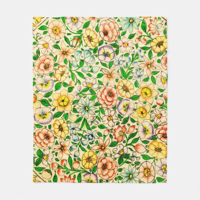 Traditionelle indische Blumenmuster Fleecedecke (Vorderseite)