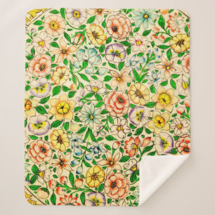 Traditionelle indische Blumenmuster Sherpadecke