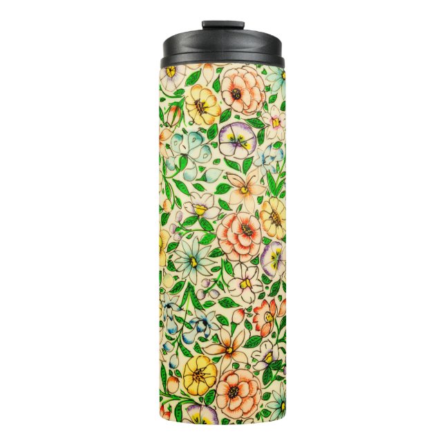 Traditionelle indische Blumenmuster Thermosbecher (Vorderseite)