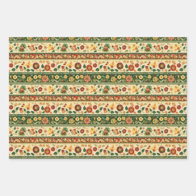 Traditionelle indische Flora Geschenkpapier Set (Vorderseite)