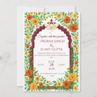 Traditionelle indische Hochzeitseinladung mit Blum Einladung