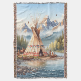 Traditionelle indische Teepee Nature Scene Digi Decke