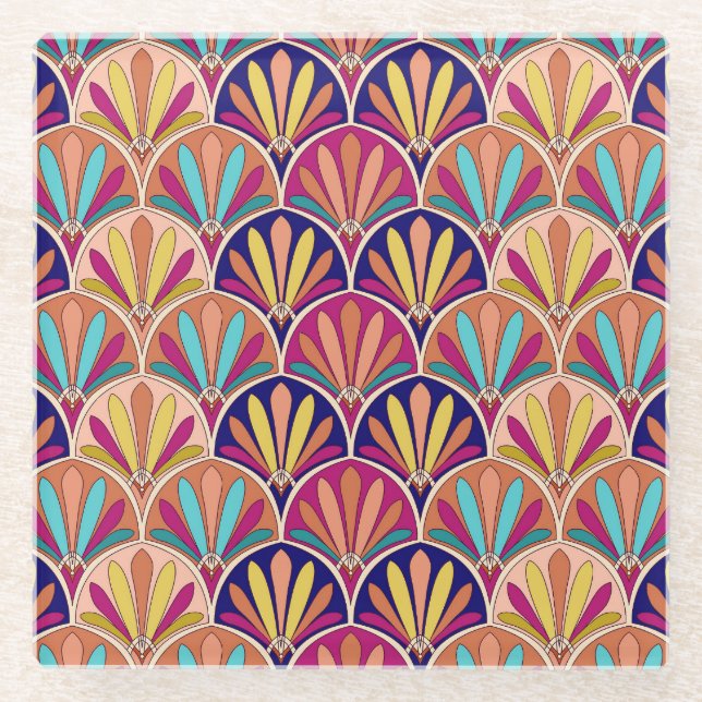 Traditionelle indische TextilIllustration Glasuntersetzer (Vorderseite)