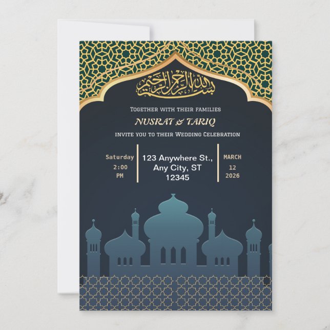 Traditionelle islamische Einladung zur Hochzeit (Vorderseite)