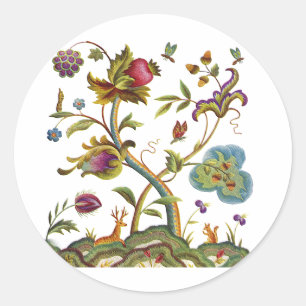 Traditionelle Jacobean Deerwood Stickerei Runder Aufkleber