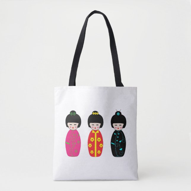 Traditionelle Japaner Kokeshi Geisha-Puppen Tasche (Vorderseite)