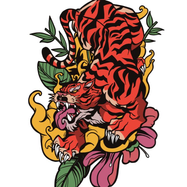 Traditionelle japanische Floral Tiger Blume Tiger T-Shirt (Von Creator hochgeladen)