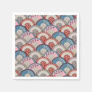 Traditionelle japanische geometrische Motive blau  Serviette