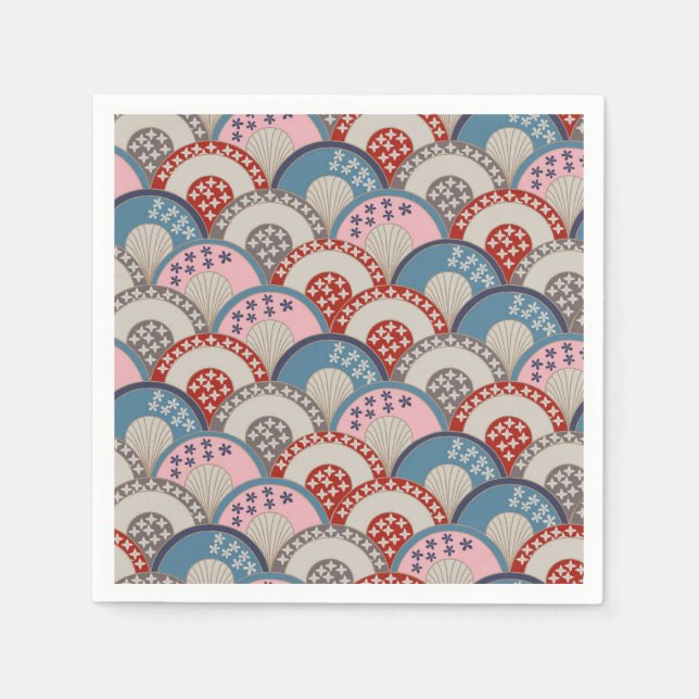 Traditionelle japanische geometrische Motive blau  Serviette (Vorderseite)