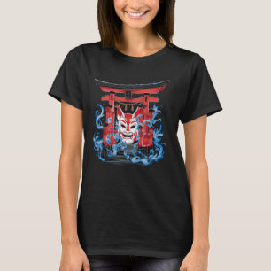 Traditionelle japanische Oni Demon Maske mit Tori T-Shirt