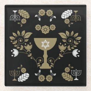 Traditionelle jüdische Geschenke für Shabbat Glasuntersetzer