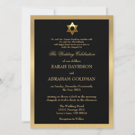 Traditionelle jüdische Hochzeit in Gold Black Einladung
