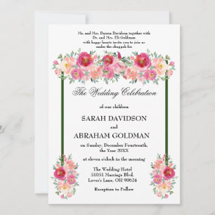 Traditionelle jüdische Hochzeitseinladungen - rosa Einladung