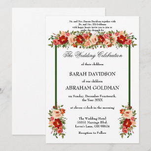 Traditionelle jüdische Hochzeitseinladungen - Rose Einladung