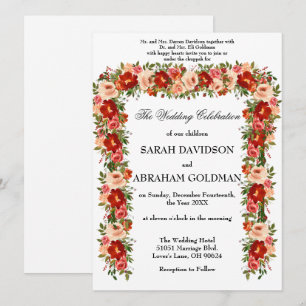 Traditionelle jüdische Hochzeitseinladungen - Rose Einladung