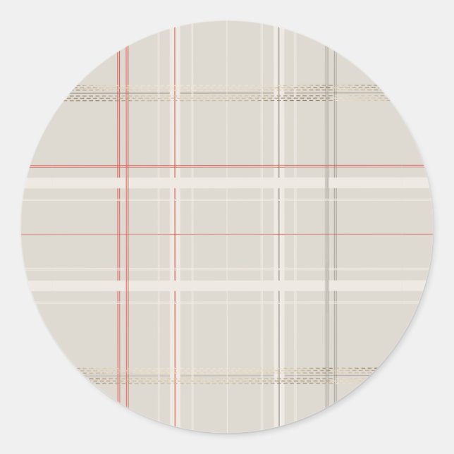 Traditionelle Karierte gemütliche Kabine Beige Wei Runder Aufkleber (Vorderseite)