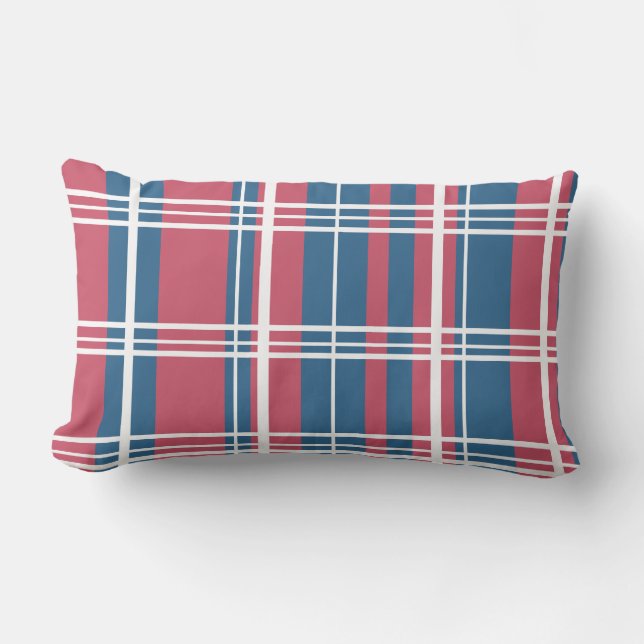 Traditionelle Karierte Navy Red Shades mit Weiß Lendenkissen (Vorderseite)