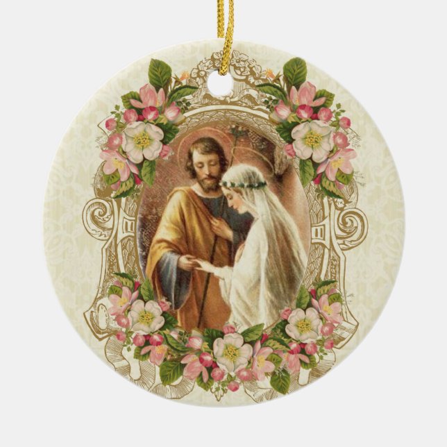 Traditionelle katholische Brauerei Bräutigam Jungf Keramik Ornament (Vorne)