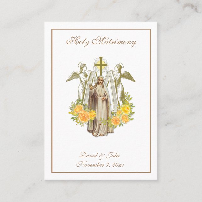 Traditionelle katholische Gastgeschenk Hochzeit He Visitenkarte (Vorderseite)