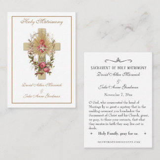 Traditionelle katholische Gastgeschenk Hochzeit He Visitenkarte