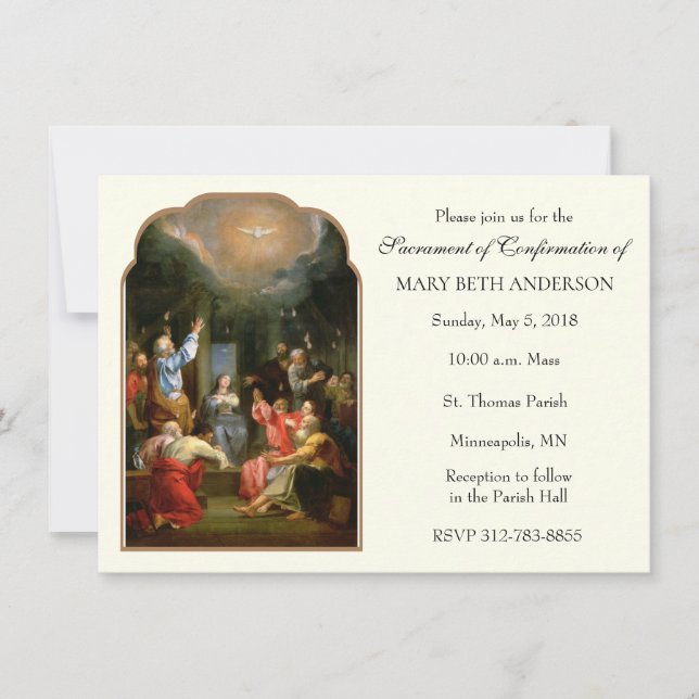 Traditionelle katholische Girl Confirmation Inv Einladung (Vorderseite)