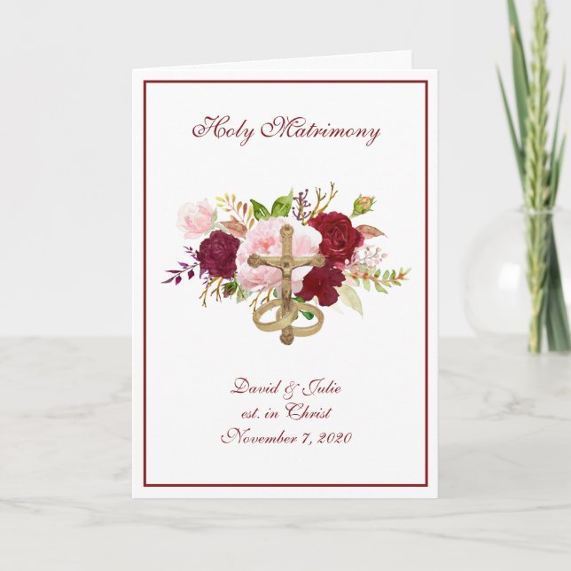 Traditionelle katholische Hochzeit der Blumen Einladung (Vorderseite)