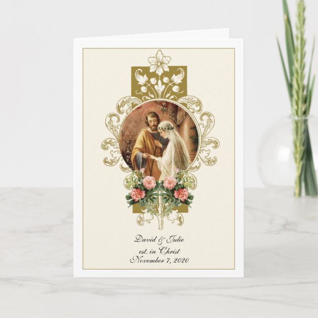Traditionelle katholische Hochzeit der Blumen Einladung (Vorderseite)