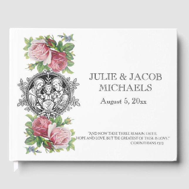 Traditionelle katholische Hochzeit Heilige Familie Gästebuch (Vorderseite)