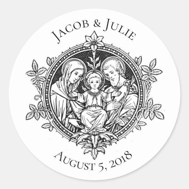 Traditionelle katholische Hochzeit Heilige Familie Runder Aufkleber (Vorderseite)