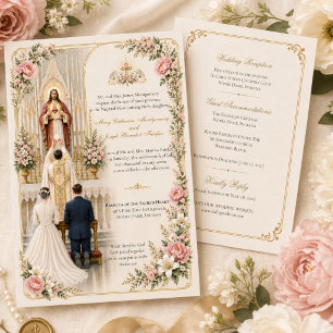 Traditionelle katholische Hochzeit Heiligstes He Einladung