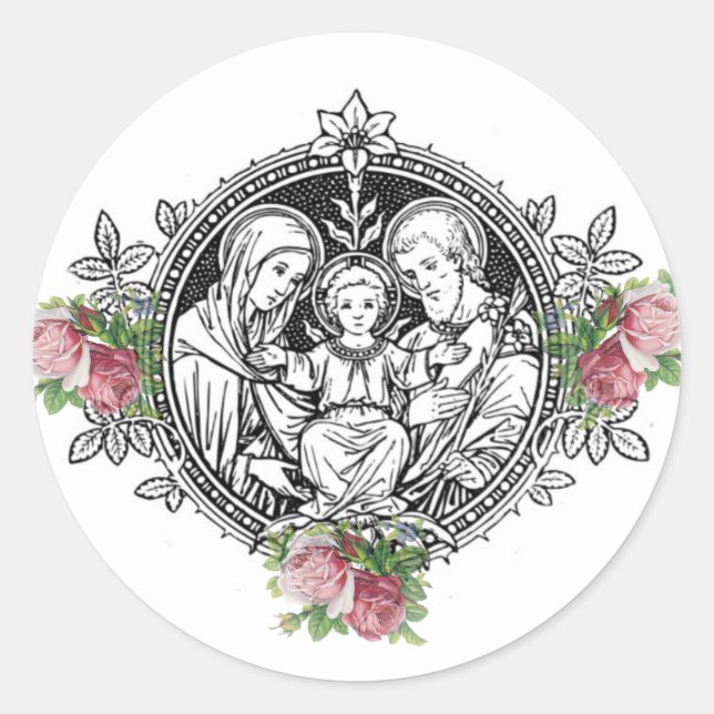Traditionelle katholische Hochzeitsstipenfamilie H Runder Aufkleber (Vorderseite)