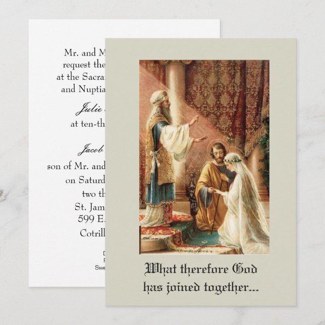 Traditionelle katholische Mary Joseph Wedding Einladung (Vorne/Hinten)
