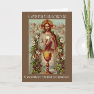 Traditionelle katholische Messe mit Heiligenherz Karte