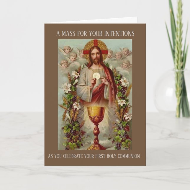 Traditionelle katholische Messe mit Heiligenherz Karte (Vorderseite)