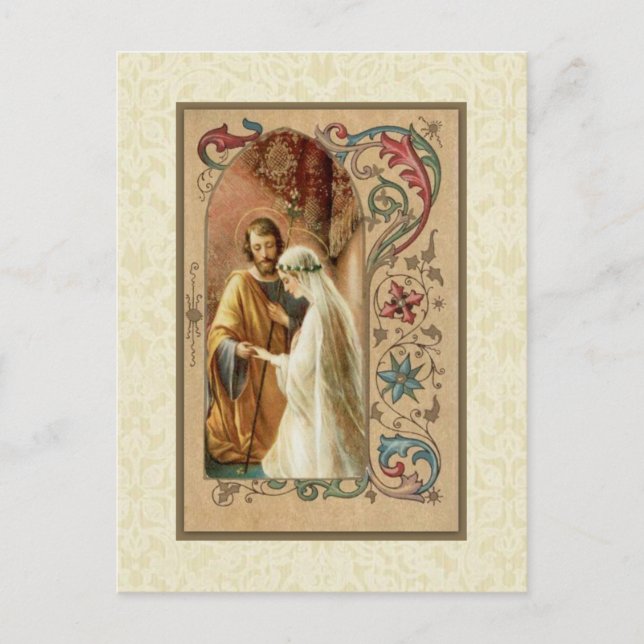 Traditionelle katholische SAVE THE DATE Hochzeit Ankündigungspostkarte (Vorderseite)