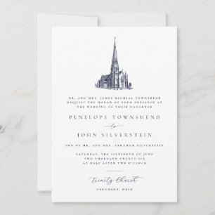 Traditionelle Kirchabbildung Formale Hochzeit Einladung