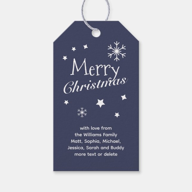 Traditionelle klassische dunkelblaue Weihnachtsmar Geschenkanhänger (Vorderseite)
