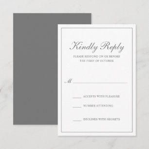 Traditionelle klassische formale Elegante Gray Wed RSVP Karte